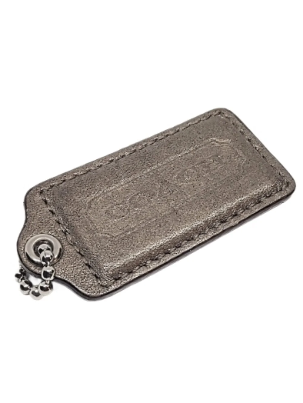 🤎 2.5" Y2K Coach Metallic Bronze Leather Hang Tag Bag Fob Charm Keychain Rare - Picture 3 of 5